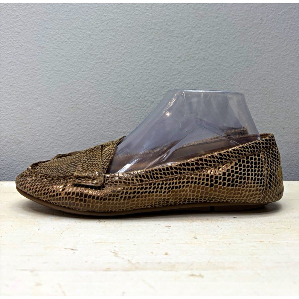 Vionic Bronze Metallic Snake Embossed Larrun Loafers Size 8.5